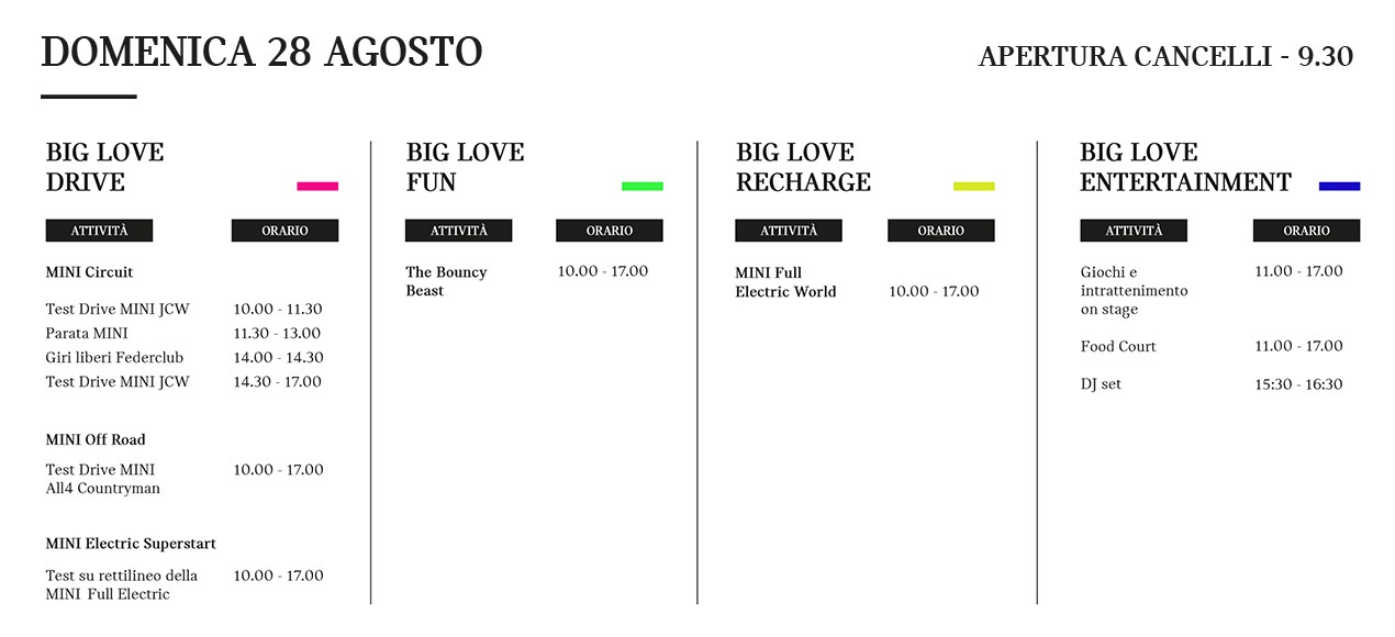 Programma MINI BIG LOVE DAYS